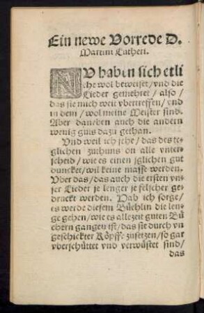 Ein newe Vorrede D. Martini Lutheri.
