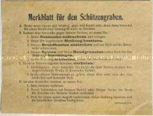 Merkblatt für Soldaten für den Fall eines Gasangriffs