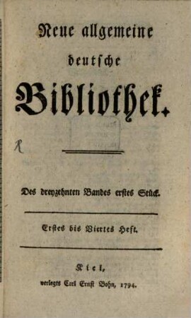Neue allgemeine deutsche Bibliothek. 13, 13. 1794