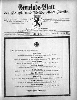1915,21: Nr. 21, 23. Mai 1915