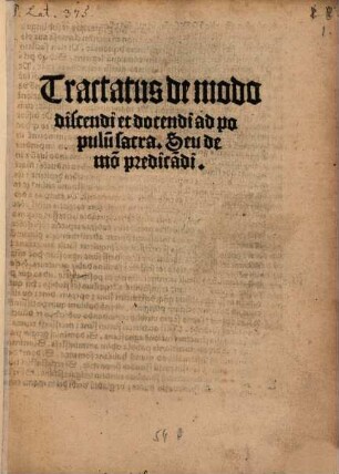 Tractatus de modo discendi et docendi ad populum sacra seu de modo praedicandi