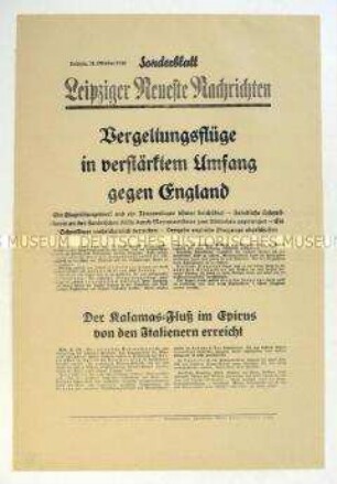 Sonderblatt der "Leipziger Neuesten Nachrichten" zur Bombardierung von London