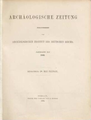 Archäologische Zeitung. 41. 1883 (1884)