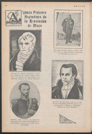 Algunos Próceres Argentinos de la Revolución de Mayo