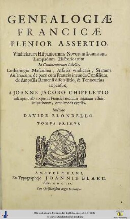 Band 1: Genealogiae Francicae plenior assertio