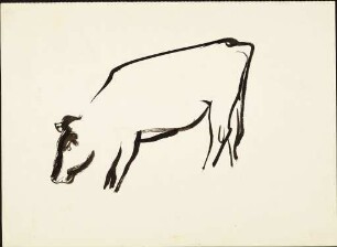 Recto: Weidende Kuh. Verso: Grasendes Pferd