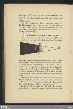 B. Fortpflanzung und Auffall des Lichtes