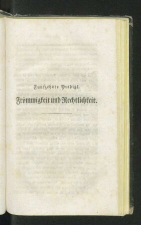 Fünfzehnte Predigt. Frömmigkeit und Rechtlichkeit.