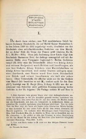 Der Mantel : Bruchstück eines Lanzeletromans des Heinrich von dem Türlin