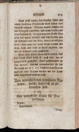 Von unterschiedenen bewährten Arzneyen, welche äusserlich zu gebrauchen sind.