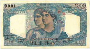 Geldschein, 1.000 Francs, 7.3.1946