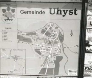 Uhyst. Werbetafel mit Gemeindeplan