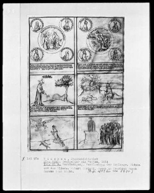 Evangeliar aus Metten — Zwei neutestamentliche Szenen mit ihren alttestamentarischen Typen in sechs Feldern, Folio 81recto