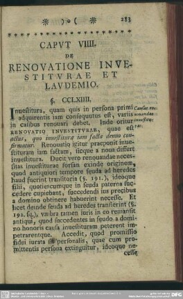 Caput VIIII. De Renovatione Investiturae Et Laudemio