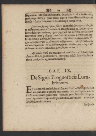 Cap. IX. De Signis Prognosticis Lumbricorum.