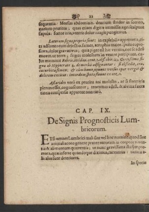 Cap. IX. De Signis Prognosticis Lumbricorum.