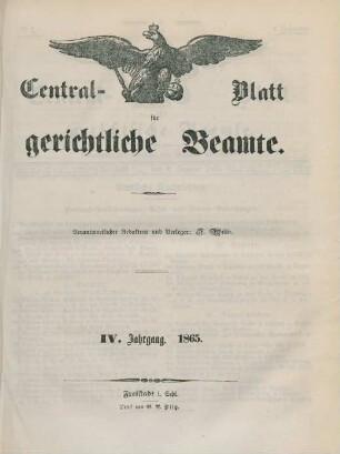 4.1865: Central-Blatt für gerichtliche Beamte