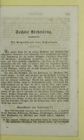 Sechste Abtheilung. Die Gewerbkunde oder Technologie