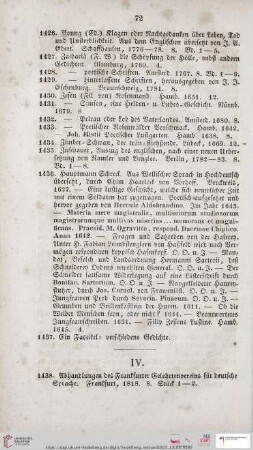 IV.[Grammatiken und Wörterbücher der neueren Sprachen] (Nr. 1488 - 1532)