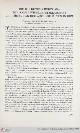 Die Bibliotheca Hertziana der Kaiser Wilhelm-Gesellschaft zur Förderung der Wissenschaften in Rom
