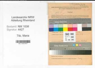 Entnazifizierung Maria Titz , geb. 05.12.1887 ()