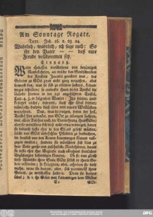 Am Sonntage Rogate. Text. Joh. 16. v. 23. 24.