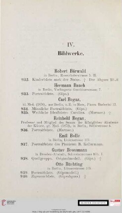 IV. Bildwerke