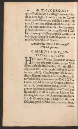 Anno urbis DCLI ... C Marius IIII. Q. Lutatius Catulus.