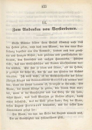 14. Zum Andenken von Verstorbenen