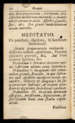 52-65, Praxis eadem exemplo declrata in meditatione de potestate, dignitate, & Sanctitate Sacerdotali.