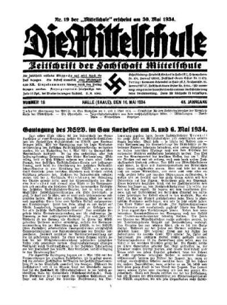 Gautagung des NSLB. im Gau Kurhessen am 5. und 6. Mai 1934