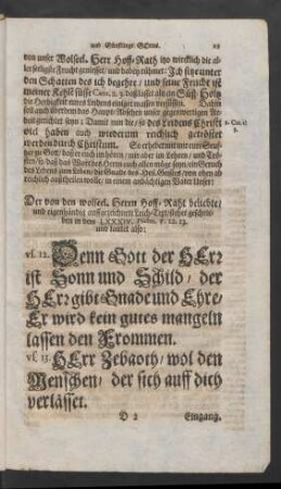 [...] Leich-Text/ stehet geschrieben in dem LXXXIV. Psalm. v. 12. 13. und lautet also: