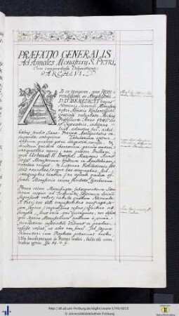 Praefatio Generalis ad Annales Monasterii S. Petri
