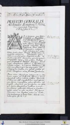Praefatio Generalis ad Annales Monasterii S. Petri