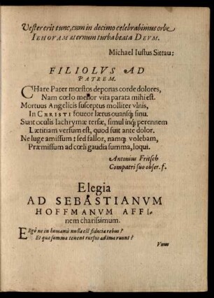 Elegia Ad Sebastianum Hoffmanum ...
