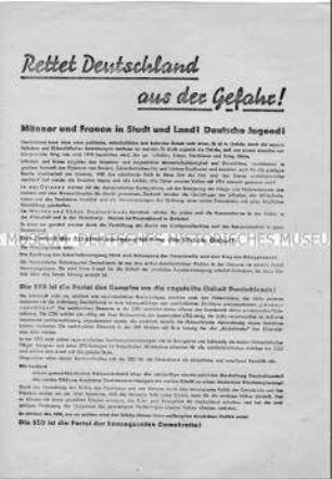 Propagandaflugblatt mit Wahlaufruf der SED