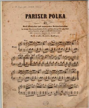 Pariser Polka No. 1 : nach böhmischen und ungarischen Nationalmelodien