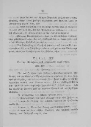 Titel 12. Betrug, Fälschung und andere Verbrechen.