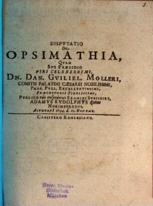 Disp. de opsimathia