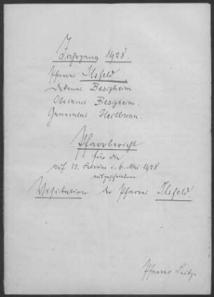 Ilsfeld-Schozach: Pfarrbericht 1928