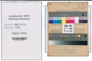 Entnazifizierung Franz Hilgers , geb. 21.08.1902 (Reparatur Schlosser)