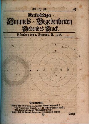 Merkwürdiger Himmels-Begebenheiten Stück ..., 1738,7 (Sept.)