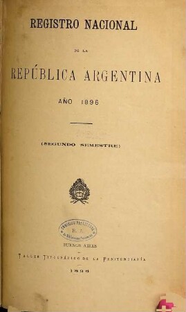 Registro nacional de la República Argentina. 1896,2