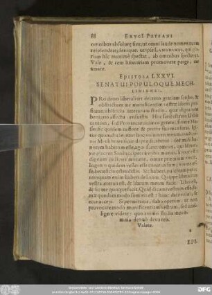 Epistola LXXVI. Senatui Populoque Mechliniensi.