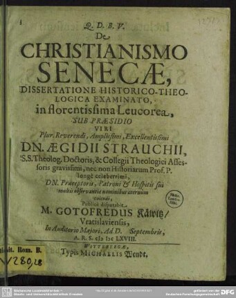 De Christianismo Senecae dissertatio