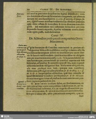 Caput IV. De Actionibus prosequendi competentia Onera Matrimonii