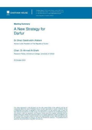 A new strategy for Darfur