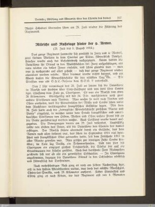 Märsche und Ruhetage hinter der 9. Armee