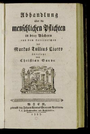 Abhandlung über die menschlichen Pflichten : in drey Büchern