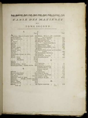 Table des Matieres Du Tome Second